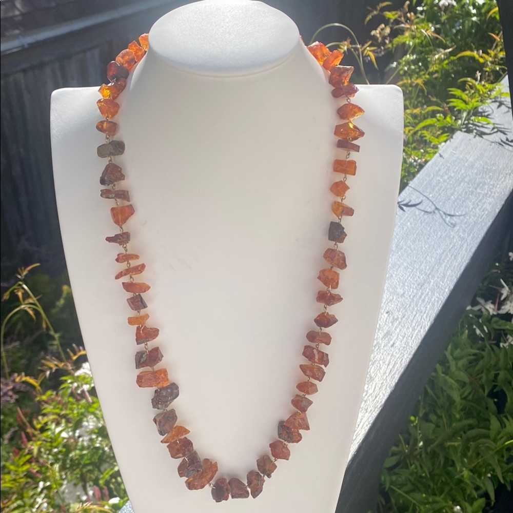 Raw Amber Stone Necklace